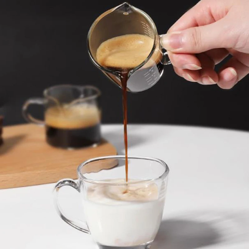Espresso Shot Glass - 70/75ml Espresso-Messbecher mit Doppelausgießer, hitzebeständigem Griff