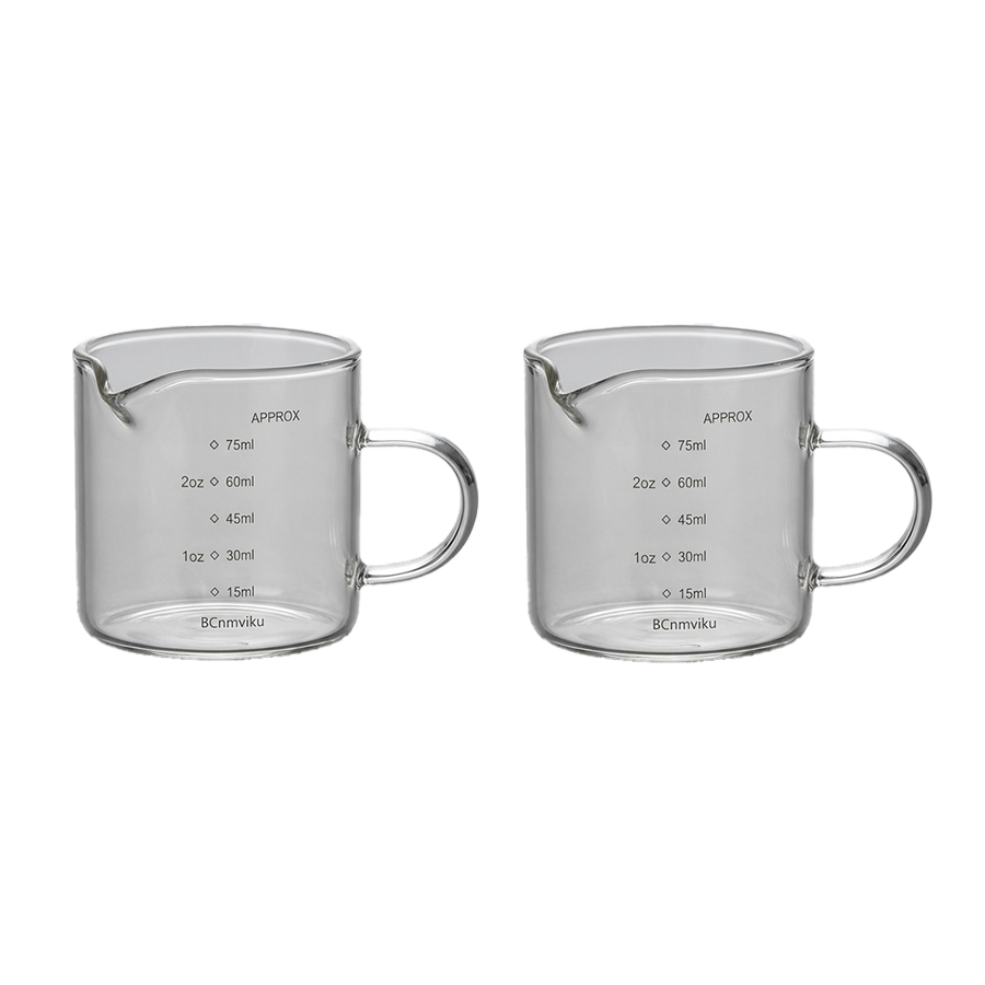 Espresso Shot Glass - Espresso-Messglas, 75ml Mini-Kaffeekanne, hitzebeständiger Kaffeebecher für